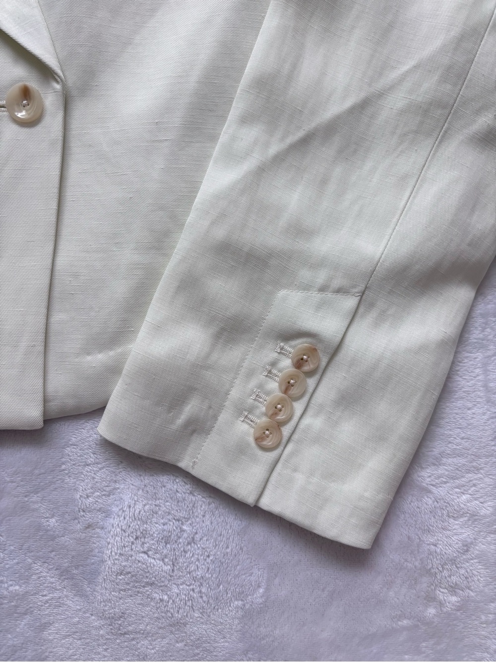 7 FOR ALL MANKIND Long Sleeve Oversized Linen Blend Cropped Ivory Blazer--NWT--S - Picture 7 of 15